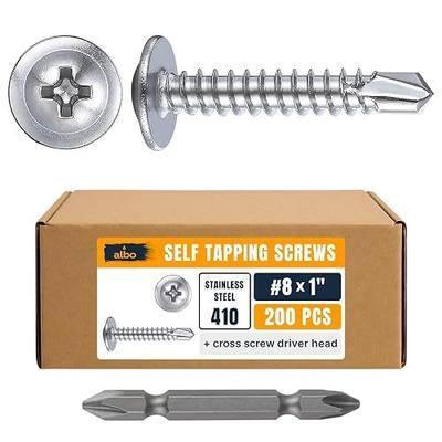 ALBO 200 PCS, #8 x 1 Stainless Steel Self Tapping Screws, 410 Stainless Truss Head Sheet Metal Screws, Self Drilling Screws for Metal & Plastic, Rust Resistant Fasteners
