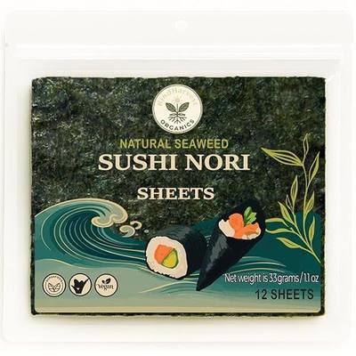 Kindharvest Organics Sushi Nori Sheets – Roasted Seaweed Sheets, 12 Sheets (33g), Premium Grade, Crispy Texture, Rich Umami, Keto, Vegan, Gluten-Free, Perfect for Sushi & Snacks