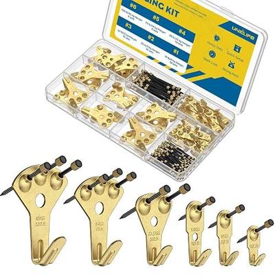 Uniclife 152 Pcs Heavy Duty Picture Hanging Kit, Picture Hanging Hooks,Gold | Picture hangers,10-100 lb weight ratings, for drywall & wood, frame hooks for hanging photos mirrors paintings