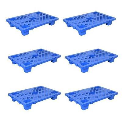 6 Pcs Plastic Pallets, Safety Storage Lightweight Nestable Spliceable Blue Polyethylene Pallets, Moisture-Proof Floor Pallet for Indoor Outdoor Storage, Garage and Warehouse(19.7" x 11.8" x 3.9")