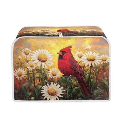 Talayituse Cardinal Daisy Flower Print 4 Slice Toaster Covers Dust Protection Bread Maker Covers Toaster Oven Cloth Cover Kitchen Accessories Washable Appliance Cover, M