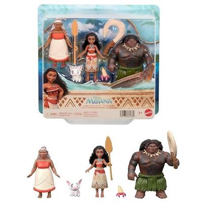 Mattel Disney Moana Set of 3 Small Dolls & Accessories | Posable Small Dolls Include Moana, Maui the Demigod & Gramma Tala, Plus Pua the Pig, Crab Figure & 2 Accessories