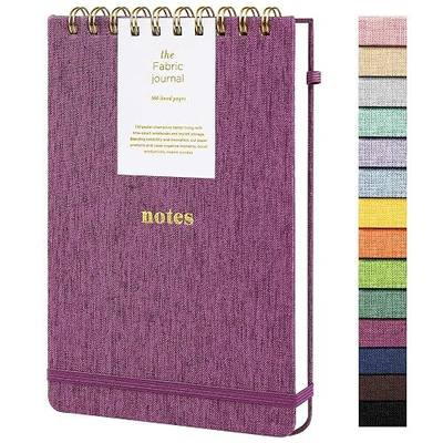 A5 Top Spiral Notebook, Fabric Hardcover College Ruled Journal | 100GSM Paper 160 Lined Pages, 5.7"x8.39" Steno Pads with Elastic Band & Pen Loop, for Work, School Note Taking (Purplish-red)