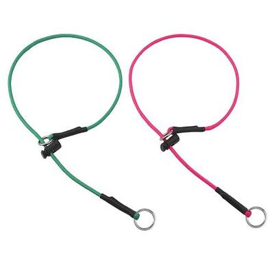 22" Dog Slip Collar – 5/32" Paracord Rope Dog Collar with Spring-Loaded Stopper & Stainless Steel O-Ring, Reflective for Low-Light Visibility (Hot Pink & Green)