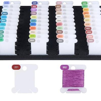 Hamtery 500 Pcs Pre-Labeled Plastic Embroidery Floss Bobbins | Embroidery floss bobbins with applied color number labels. Organize embroidery floss for cross stitch thread storage.