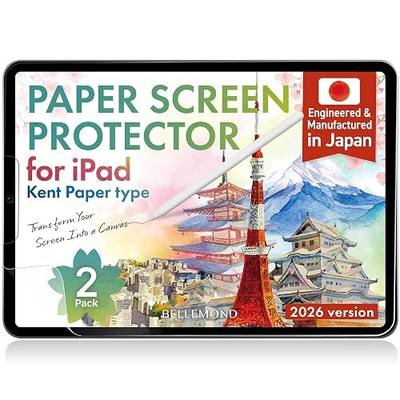 BELLEMOND | 2 Pack Kent Paper Screen Protector for iPad Air 11” (M4 2026 / M3 2025 / M2 2024) | Smooth Kent Surface PET Film, Reduced Pencil Tip Wear for Sketching & Notes | Designed & Manufactured in Japan