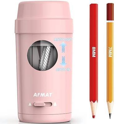AFMAT Electric Pencil Sharpener, Auto in & Out, Fully Automatic Pencil Sharpener for Colored Pencils, Rechargeable Hands-Free Sharpeners for φ7-8mm Pencils, Good for Classroom/Home PSX8(Light Pink)