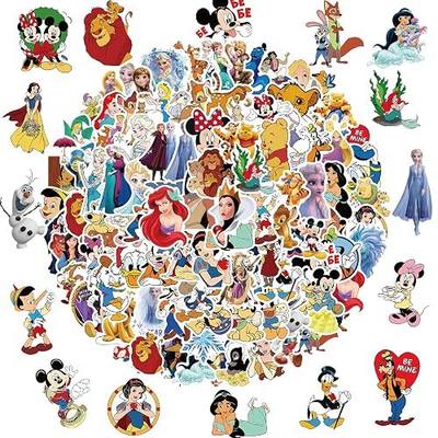 100Pcs Disney Cartoon Sticker for Kids, Cute Disney Princess Waterproof Vinyl Decal for Teen Adult Girl Water Bottle Skateboard Notebook Phone Guitar Bike Helmet