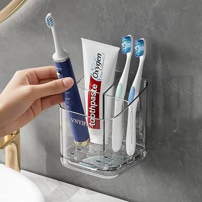 Toothbrush Holders for Bathrooms, 3 Slots Detachable Electric Toothbrush Holder Wall Mounted with Divider, Removable Tooth Brush and Toothpaste Holder Organizer for Bathroom/Kitchen/Office
