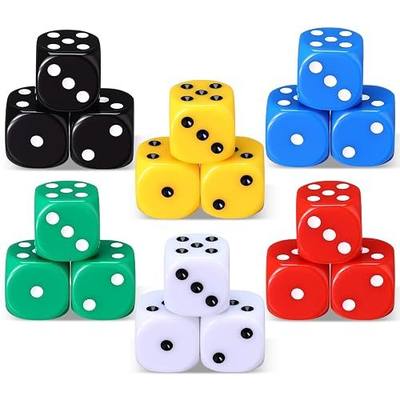 Seenelling 25 mm 18 Pcs Casino Theme Party Dice Large Opaque Jumbo Acrylic D6 Dice for Casino, Craps, Table Games and Board Games (Solid Color)