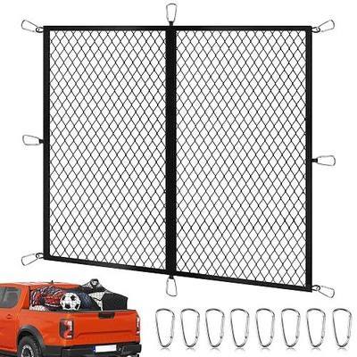 Cargo Net for Pickup Truck Bed, 4'×4' Highly Elastic Truck Bed Cargo Net | Stretches to 7'×7', with Fine Mesh 1"×1" & 8 Metal Carabiners, Ideal for ATV, SUV, UTV, Truck, Trailer and Boat Use