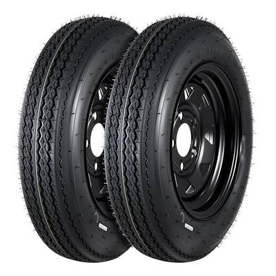 GarveeTech 2-Pack Trailer Tire On Rim 4.80-12 480-12 4.80x12 Trailer Tires and 5 Lug on 4.5 in PCD 12 in Wheels 6PR Black