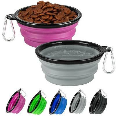 Collapsible Dog Bowl for Travel,2-Pack 12oz Pet Portable Water Food Bowls | Silicone Pet Foldable Bowl with 2 Carabiner Clips, Travel Water Bowl, Food Dishes Bowl, for Camping, Hiking, Walking