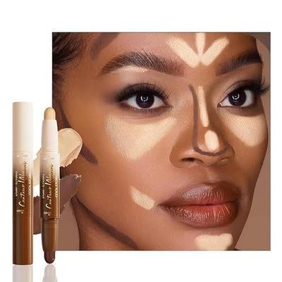 FeiCuiYun Dual-Ended 2-in-1 Cream Contour & Highlighter Stick Makeup For Face & Body – Waterproof, Long-Lasting, Suitable for All Skin Tones, 04#Nude Brown + Nude