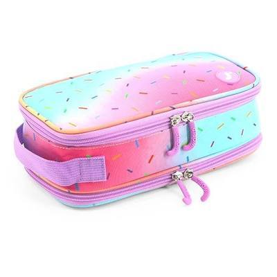 J World New York Doodle Large Capacity Pencil Case. 2 Compartment Pouch Pen Bag for School Teen Girl Boy Women, Confetti