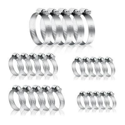 25 Pcs Adjustable Stainless Steel Hose Clamps Assortment, 1/4-2 in (6-51mm) | Metal Pipe Clampss, Heavy Duty Automotive Worm Gear Hose Clamps for Plumbing Garden Home Washing Machine, etc