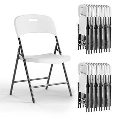 Folding Chairs, 600lbs Capacity, Heavy-Duty Commercial Stackable Plastic Foldable Chairs for Indoor/Outside, Office, Kitchen, Party, Patio(White, 20 Pack)