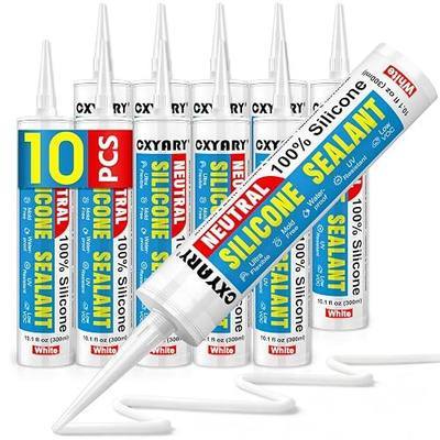 Silicone Caulk & Sealant White, 10 Pack - 100% Waterproof Silicone Sealant, Silicone Caulking for Kitchen and Bathroom, Toilet, Sink, Window & Door Use, Shrink & Crack Proof (10.1 FL.OZ/300ml)