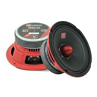 H YANKA BMC-65 6.5 Midrange Speakers Car Audio, 480 Watts 4 Ohms Bullet Design Door Speakers with Red Steel Basket, Distortion-Free Sound, Ideal for Cars, Trucks, and More. (1 Pair)