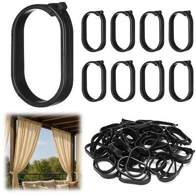 Kathfly 50 Pack Gazebo Curtains Hooks Plastic Shower Curtain Rings Hooks Outdoor Gazebo Replacement Parts Accessories for Outdoor Canopy Mosquito Nets Window Drapes Home Hotel Supplies (Black)