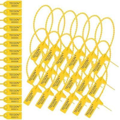 100 Pack Plastic Tamper Seals Fire Extinguisher Tags Security Tags Seals Safety Numbered Zip Ties Labels Safety Disposable Self Locking Signage 9.84 inch Length