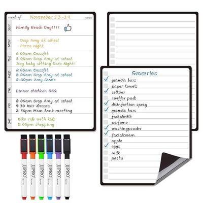 JPRO Magnetic Weekly Calendar and to Do List for Fridge - 8.5" x 6.5" Weekly Meal Planner for Refrigerator and Dry Erase Daily to-Do List -6 Markers Included!