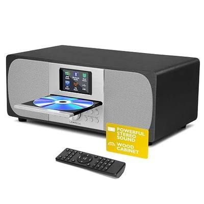 LEMEGA MSY6 CD Player, FM, Bluetooth, Powerful Stereo HiFi, Black | 2.4in colour display, 40 presets, remote control, acoustic wooden cabinet, headphone jack, EQ modes, dual alarms clock