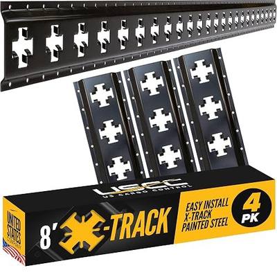 US Cargo Control X Track Rails (4-Pack), 8 FT Black X-Track Rail for Trailers, Pickup Trucks, Garages, and Sheds - Use with E-Track Straps for Vertical and Horizontal Alignment