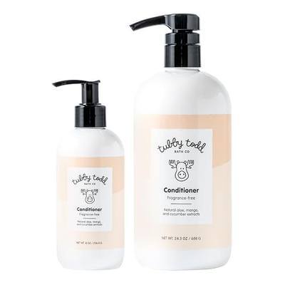 Tubby Todd Hair Conditioner for Kids and Babies | Nourishing Frizz Control & Detangler, Lightweight, Sweet-Scented Formula, Great for All Ages, Fragrance Free, 2 Pack