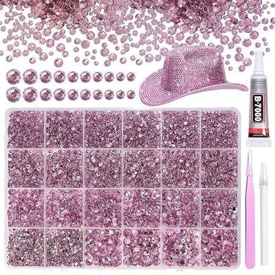 21000Pcs Pink Rhinestones for Bedazzling Kit, Mix Sizes Jelly Bedazzling Resin Gems, Pink Gems Bedazzling for Crafting, Flatback Resin Rhinestones for Craft DIY Face Makeup