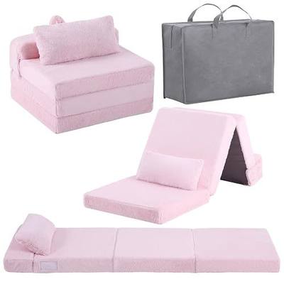 Foldable Floor Mattress for Kids, Toddler Washable Tri Folding Floor Nap Mat for Sleeping Daycare, Child Trifold Futon Sofa Bed with Storage Bag for Girls and Boys