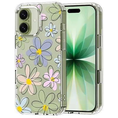 MOSNOVO for iPhone 17 Case | Military Grade 6.6ft Drop Tested | Camera Control | Clear with Linear Blooms Design