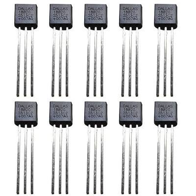 10Pcs DS18B20 Digital Temp Sensor, 3-Pin Direct Plug, DS18B20 Temperature Sensor Digital Thermometer -55°C to 125°C, Temperature Sensor Temperature Acquisition TO-92,