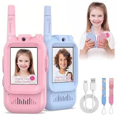Walkie Talkies for Kids Pack of 2, Rechargeable Long Range Two Way Radios | Toys for Boys Girls Age 3-12, Outdoor Adventure Camping Hiking, Christmas Birthday Gifts (Pink+Blue)