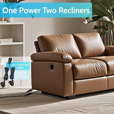 6Ft Sopito Recliner Power Y Splitter Cord 2 Pin Recliner Cable Replacement for Dual Motors, Replacement Parts for Lift Chair, Electric Sofa, Message Chair