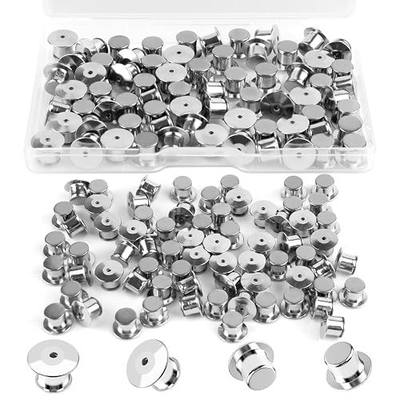 70 Pcs Locking Pin Backs, Metal Pin Locks for Enamel, Badge and Brooches | Nickel-Plated Copper,Convenient to Carry, Spring-Loaded Push-to-Lock Design, Tool-Free Release for Hats, Bags, and Lanyards
