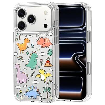 MOSNOVO for iPhone 17 Pro Case | Military Grade 6.6ft Drop Tested | Camera Control | Clear with Dinosaur Land Design