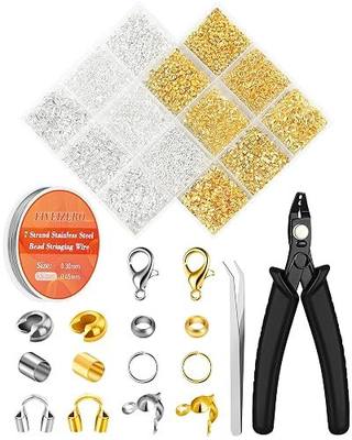 1950 Pcs Jewelry Making Cord End Kit,Crimp Tube Beads with Organizer Box,Includes Crimp Beads, Cover, Lobster Clasp,Jump Ring,Wire Guardians,Crimping Pliers & Beading Wire for Bracelets Necklace