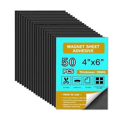 50 Pack, Adhesive Magnetic Sheets, Ultra Thin 20 Mil 4"X6" for Photo Labels To Be Magnetic, Flexible Magnet Sheet For DIY Crafts Card, Cuttable Magnets