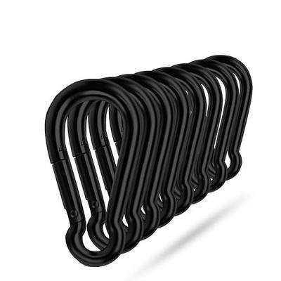 Black Carabiner Clip, Heavy Duty Spring Snap Hook Quick Link for Outdoor Camping, Hiking, Fishing, Swing Set, Hammock, Keychain