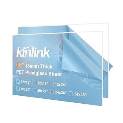 KINLINK 24x36 Plexiglass Sheets 1/8 inch Thick, 3mm Clear PET Plastic Sheet for DIY Project, Craft, Table top, Picture Frame, Acrylic Sign and Wedding Invitation 2 Pack
