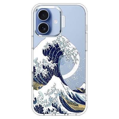 MOSNOVO for iPhone 17 Case | Compatible with Magsafe | Military Grade 6.6ft Drop Tested | Camera Control | Clear with Great Wave Design