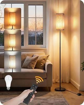 64.2” Dimmable Floor Lamp for Living Room with Remote and Foot Switch, Corner Floor Lamp for Bedroom, Includes 10W A19 Bulb, Modern Standing Tall Lamp, ETL Listed Beige and Black E17LD05