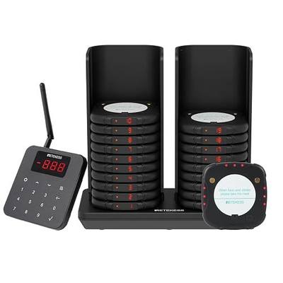 Retekess TD186 Restaurant Pager System, 600M Restaurant Buzzer,20 Pagers | for Food Truck, Hotel, Bar, Anti‑Dumping Design,3 Volume Levels, Connects to Compute, Large 300mA Battery