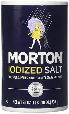 Morton Salt Iodized Round, Food Service, Table Salt Iodized, 26 oz