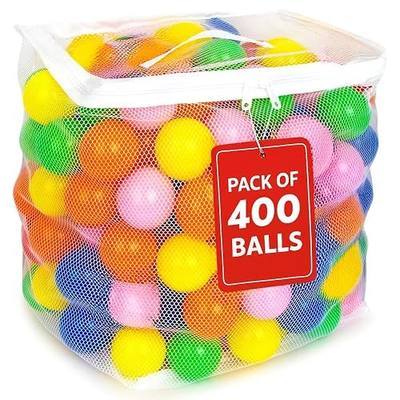 MW SPORTS Ball Pit Balls for Kids and Toddlers, Plastic Crush Proof, Phthalate & BPA Free, in Reusable Mesh Storage Bag, Assorted Colors (400 Balls)