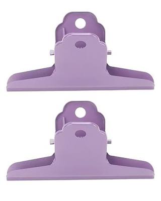 2PCS Extra Large Binder Clips Metal Bulldog Clips Large Paper Clamps Holder Chip Clips for Home School Office Drawing Bag Purple 3inch