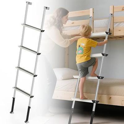 Pre-Assembled RV Bunk Ladder,3 Height Options (59.5"/60.5"/61.5"), Heavy Duty Bunk Bed Ladder with 4 Wider Anti-Slip Steps & Flexible Hooks,for 57.5"-59.4" Bed,Fits RV,Camper,Dorms & Kids Rooms