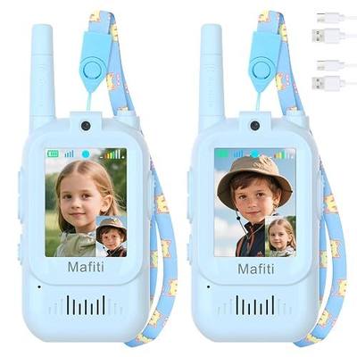 Mafiti Video Walkie Talkies for Kids 2 Pack Rechargeable Birthday Gift Toddler Toys for 3 4 5 6 7 8 Year Old Boys Girls 1000 Feets Long Range Indoor Outdoor Play(Blue+Blue)