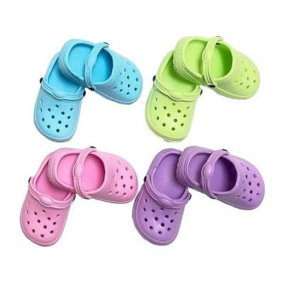 4 Pairs Classic Clogs for 18" Dolls - Macaron Color EVA Slip-On Shoes,Fits Most 18" Dolls,Dress Up Gift Set
